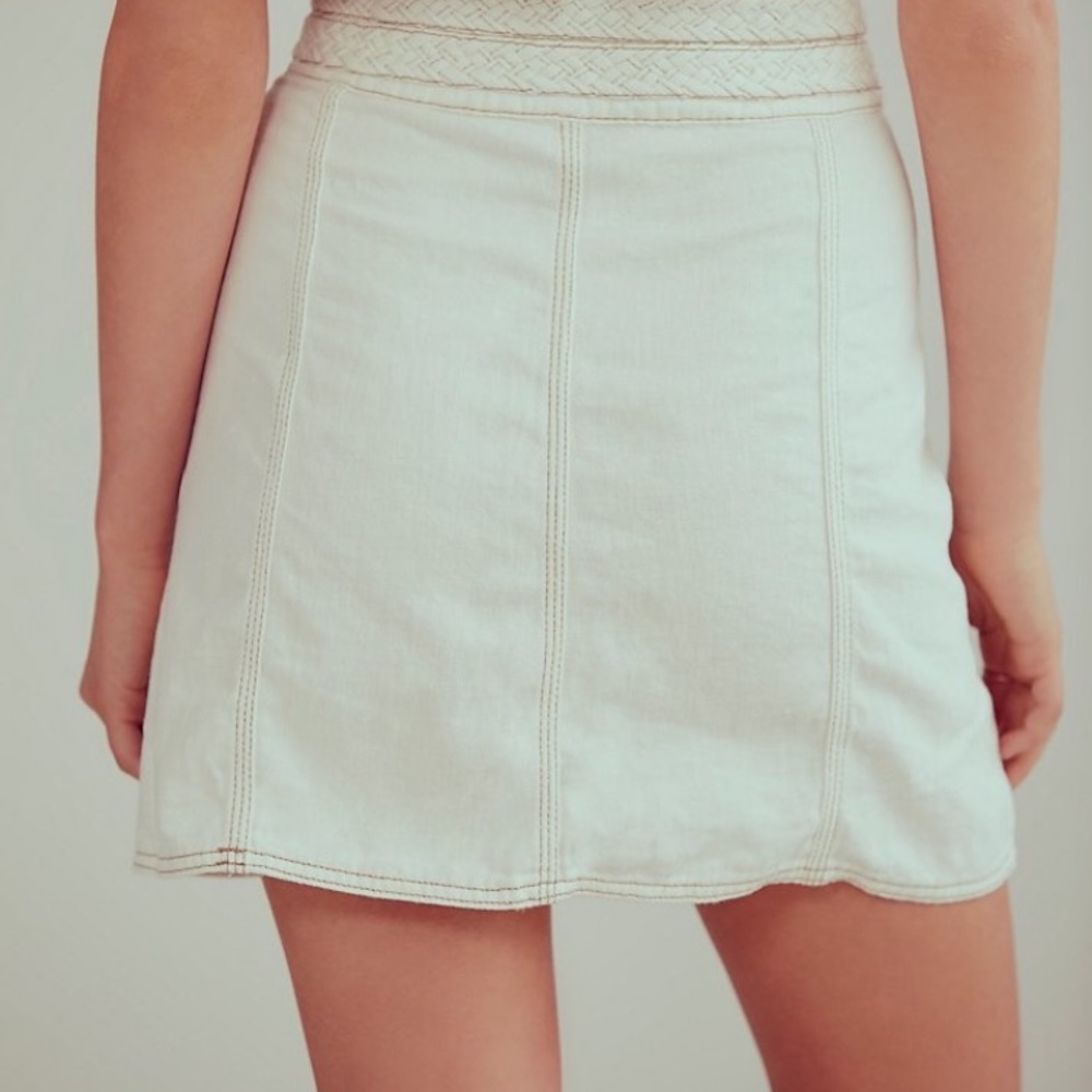 Free People Baby Braided Mini Denim Skirt - Picture 2 of 6
